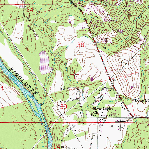 Topographic Map of KKLC-AM (Pineville), LA
