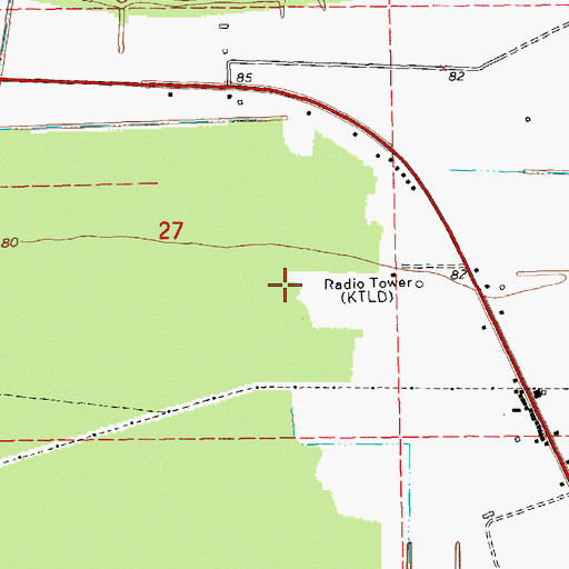 Topographic Map of KBYO-AM (Tallulah), LA