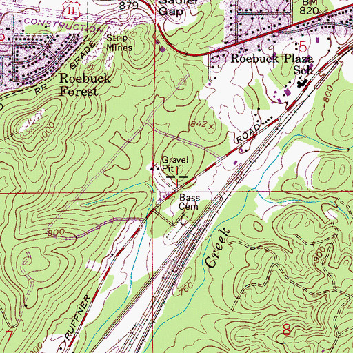 Topographic Map of Sloss Quarry, AL
