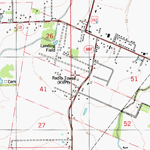 Topographic Map of KVPI-AM (Ville Platte), LA