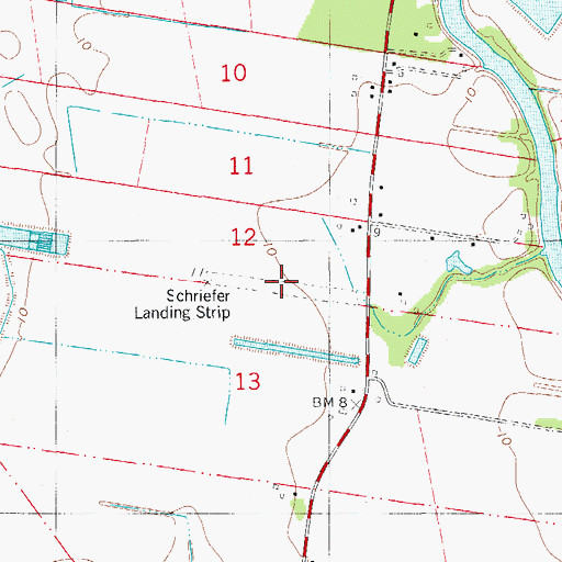 Topographic Map of Schriefer Airstrip (historical), LA
