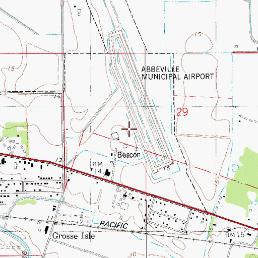 Topographic Map of Abbeville Chris Crusta Memorial Airport, LA
