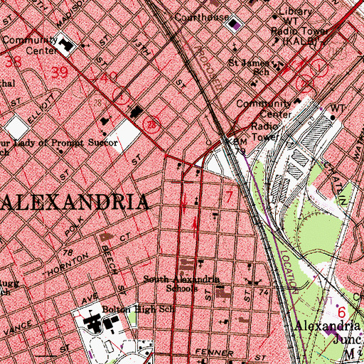 Topographic Map of Rapides General Hospital Heliport, LA