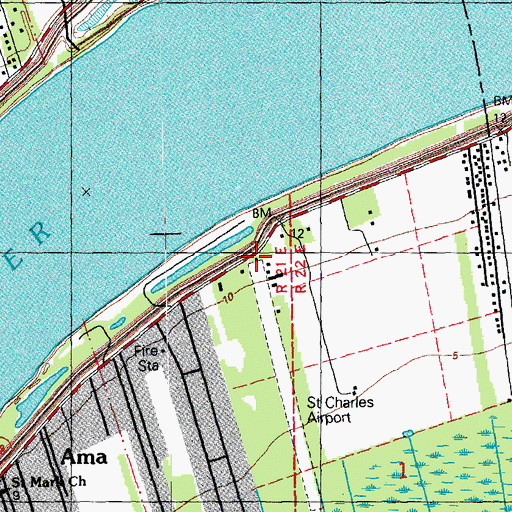 Topographic Map of St Charles Airport, LA