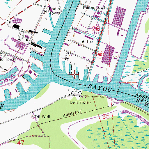 Topographic Map of Arco Morgan City Heliport, LA