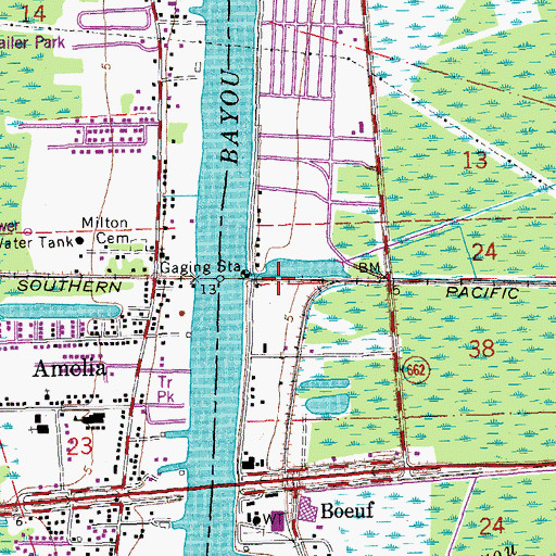 Topographic Map of Amelia Base Heliport, LA