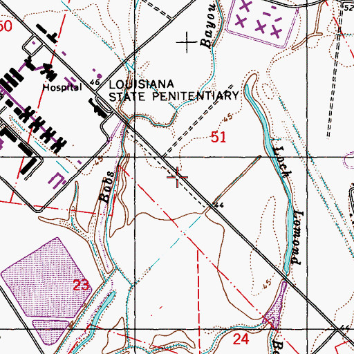 Topographic Map of Angola Airstrip, LA