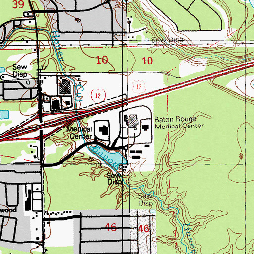 Topographic Map of Medical Center of Baton Rouge Heliport, LA