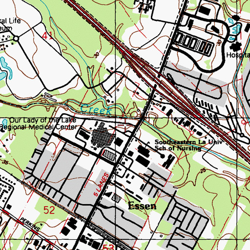 Topographic Map of Our Lady of the Lake RMC Heliport, LA