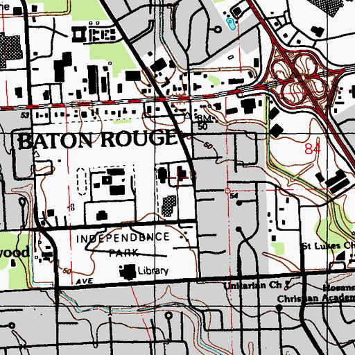 Topographic Map of Region 1 Headquarters-State Police Heliport, LA