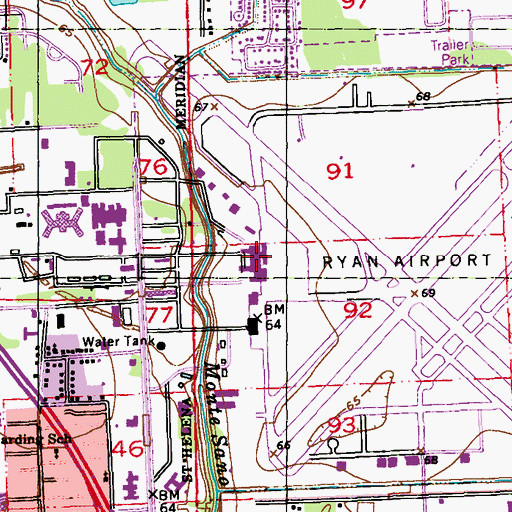 Topographic Map of Baton Rouge Metropolitan Airport, Ryan Field, LA