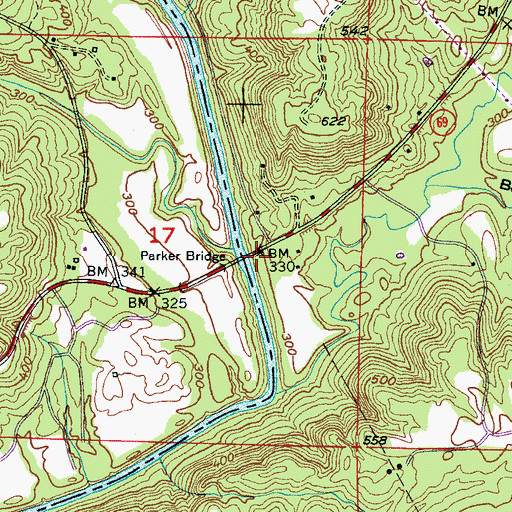 Topographic Map of Parker Ford (historical), AL