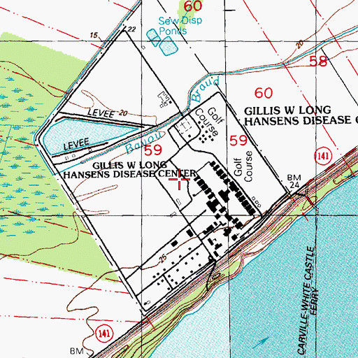 Topographic Map of Damien Heliport, LA