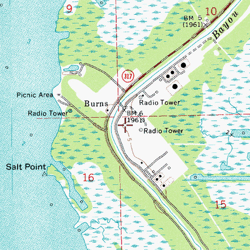 Topographic Map of Burns Point Plant Heliport, LA