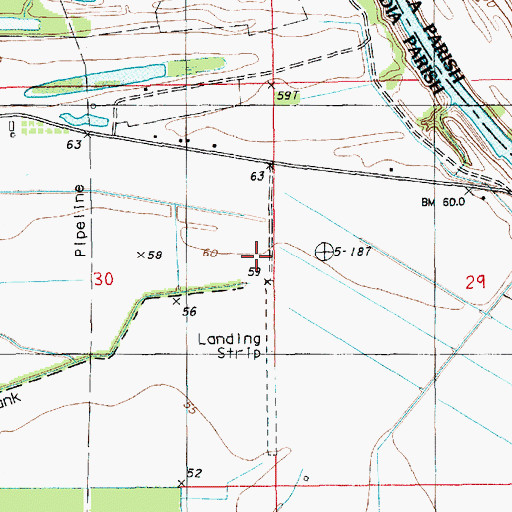 Topographic Map of Wayne Brown Airport, LA