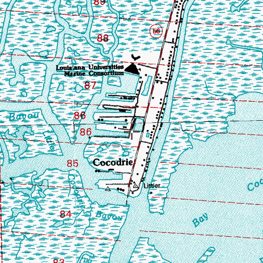 Topographic Map of Odeco Cocodrie Heliport, LA