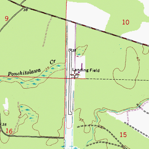 Topographic Map of St Tammany Regional Airport, LA