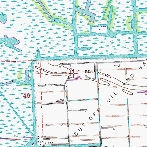 Topographic Map of Clovelly Farms Seaplane Base, LA