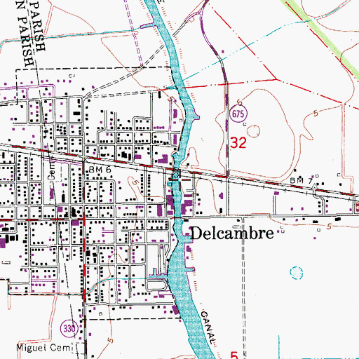 Topographic Map of Transco Delcambre Heliport, LA
