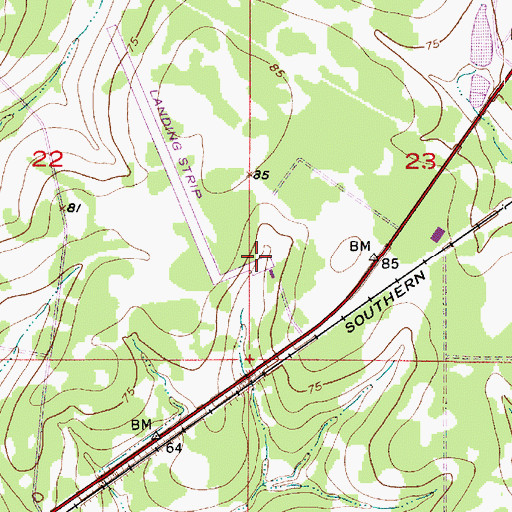Topographic Map of De Quincy Industrial Airpark, LA