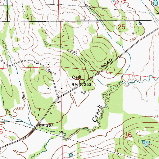 Topographic Map of Meriwether Cemetery, AL
