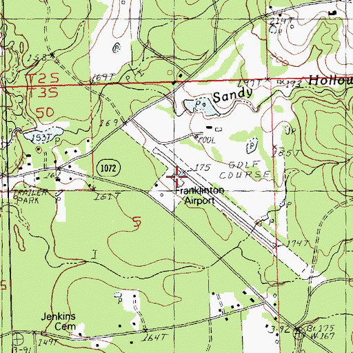 Topographic Map of Franklinton Airport, LA