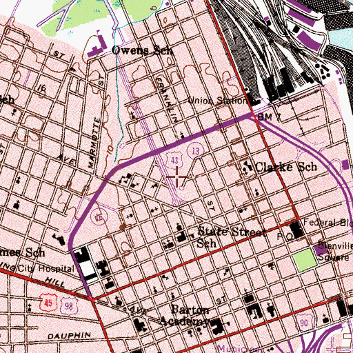 Topographic Map of Booker T Washington Public School (historical), AL