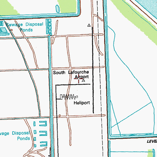 Topographic Map of South Lafourche Leonard Miller Junior Airport, LA