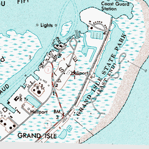 Topographic Map of Freeport Sulphur Heliport, LA