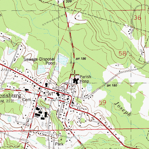 Topographic Map of Saint Helena Parish Hospital Heliport, LA