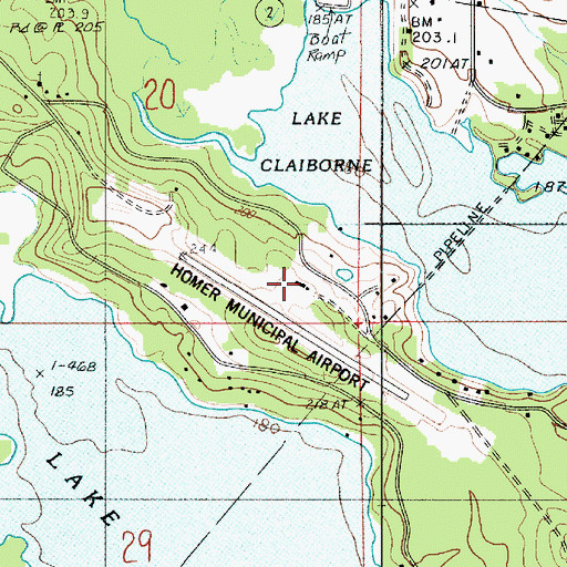 Topographic Map of Homer Municipal Airport, LA
