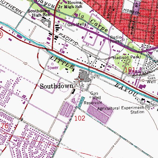 Topographic Map of Division 'B' Office Heliport, LA