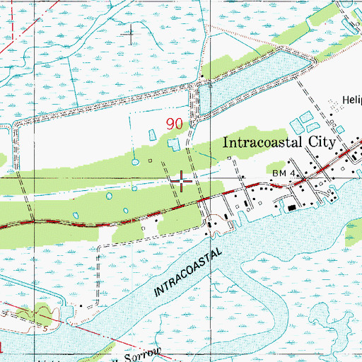 Topographic Map of Intracoastal City Heliport, LA