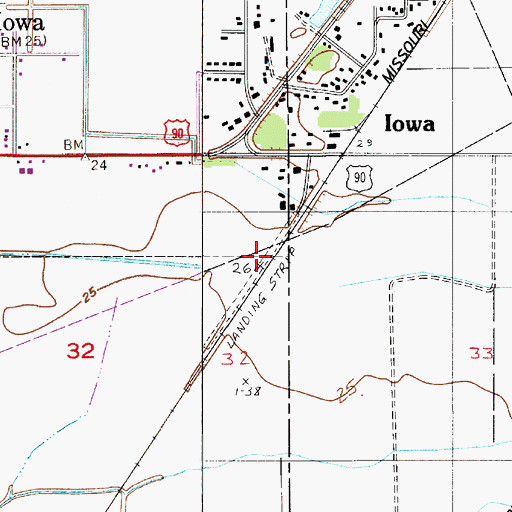 Topographic Map of O'Brien Flying Service, LA