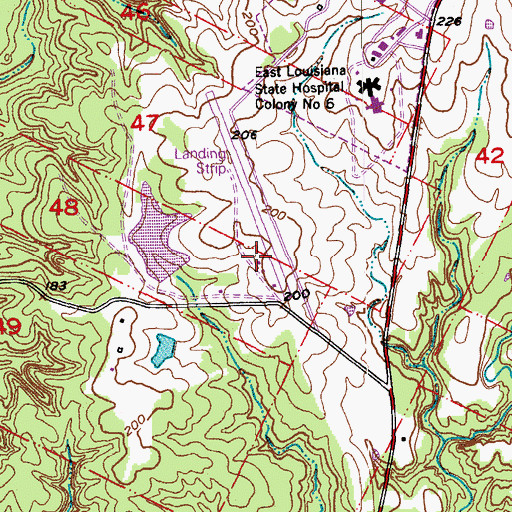 Topographic Map of Feliciana Airpark, LA