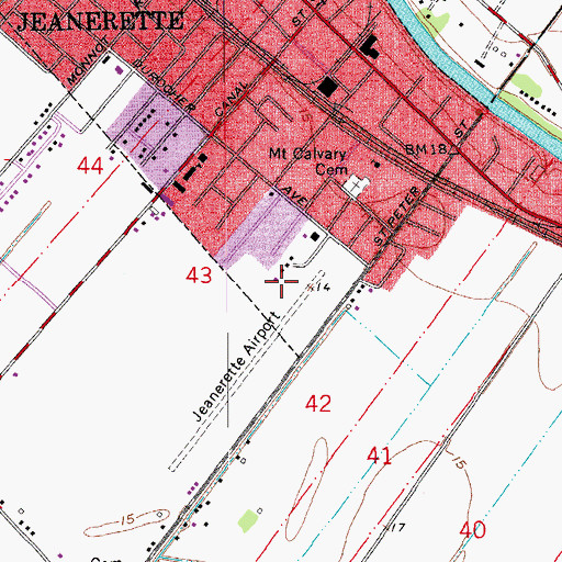 Topographic Map of Le Maire Memorial Airport, LA