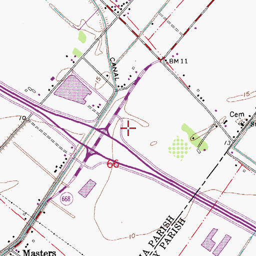 Topographic Map of Diamond Shamrock Heliport, LA