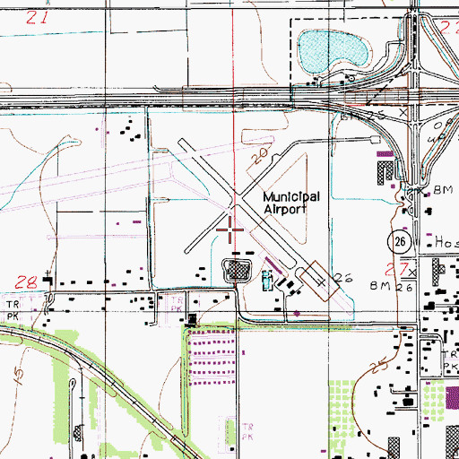 Topographic Map of Jennings Airport, LA