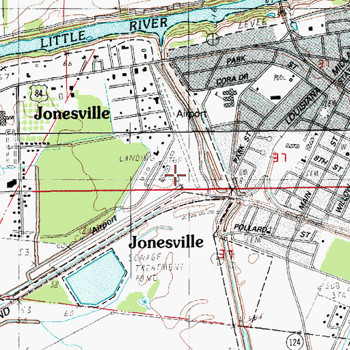 Topographic Map of Jonesville Airport, LA