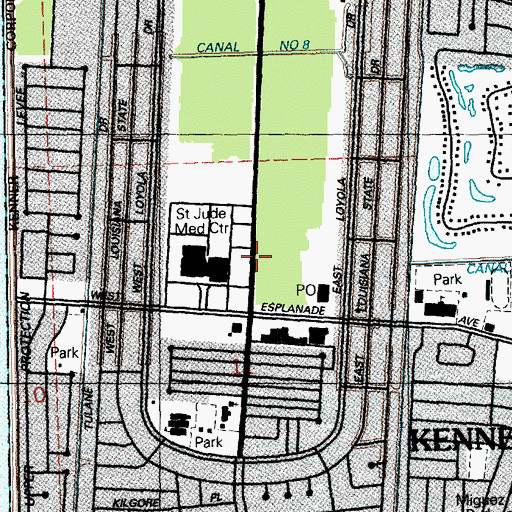 Topographic Map of Saint Jude Heliport, LA