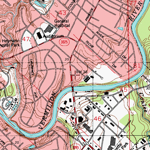 Topographic Map of Lafayette Hilton Heliport, LA