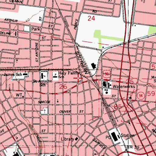 Topographic Map of Acadian Ambulance Service Incorporated Heliport, LA