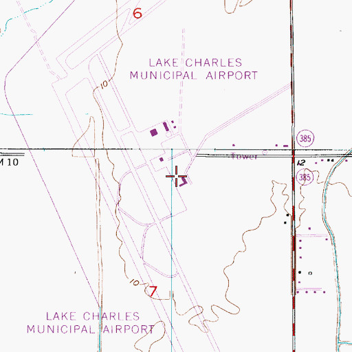 Topographic Map of Lake Charles Regional Airport, LA