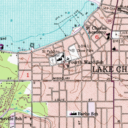 Topographic Map of Saint Patrick Hospital Heliport, LA