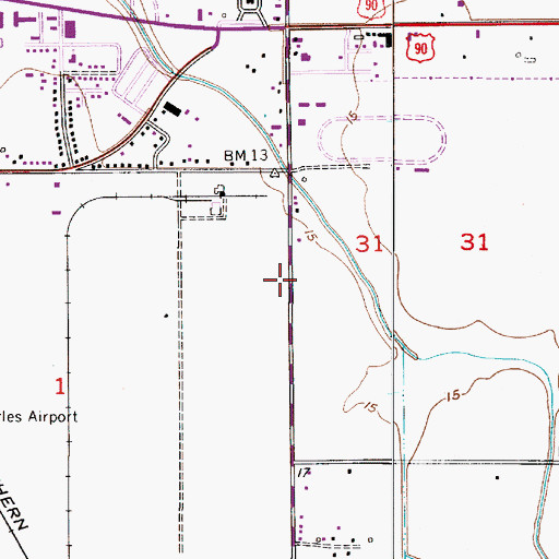 Topographic Map of Texas Eastern Transmission Maintenance Headquarters Heliport, LA