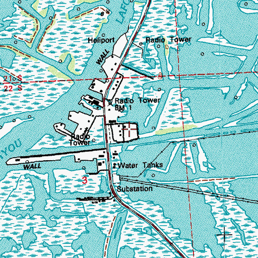 Topographic Map of Compressor Station 524 Heliport, LA