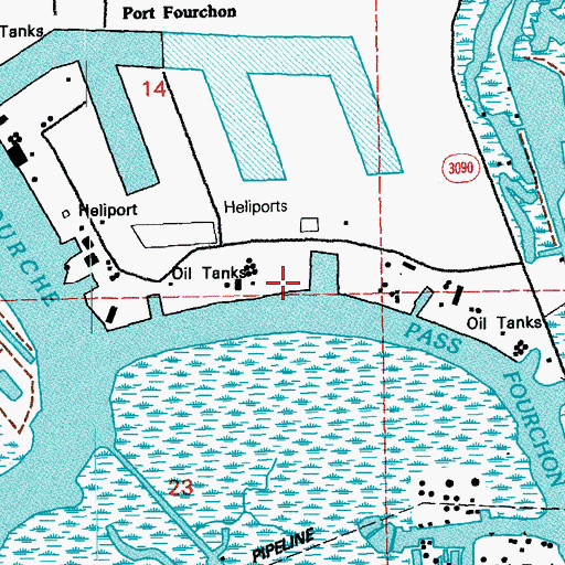 Topographic Map of Amoco Fourchon Heliport, LA