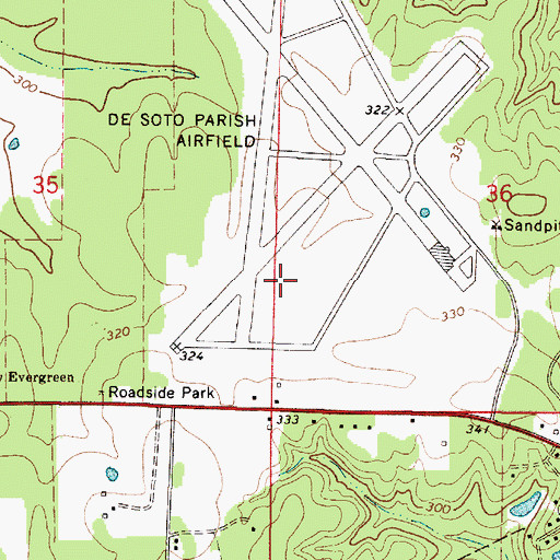 Topographic Map of C E 'Rusty' Williams Airport, LA