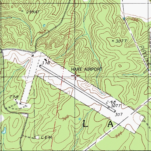 Topographic Map of Hart Airport, LA