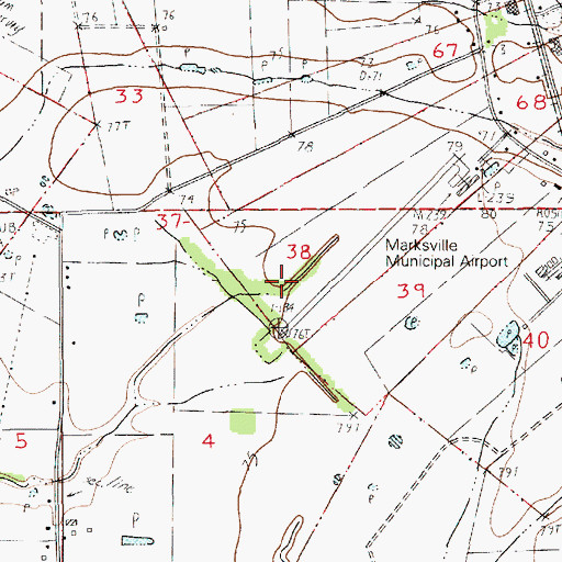 Topographic Map of Marksville Municipal Airport, LA